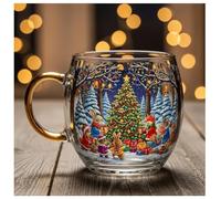 Tasse en verre avec motif de citrouille et fantôme peinte à la main pour Halloween, Noël, décoration de bureau (F)