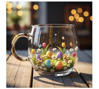 Tasse en verre avec motif de citrouille et fantôme peinte à la main pour Halloween, Noël, décoration de bureau (A)