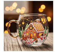 Tasse en verre avec motif de citrouille et fantôme peinte à la main pour Halloween, Noël, décoration de bureau (E)