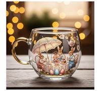 Tasse en verre avec motif de citrouille et fantôme peinte à la main pour Halloween, Noël, décoration de bureau (B)