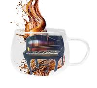 Tasse en verre avec piano, tasse à lait pour petit déjeuner, tasses à thé en verre pour salon, étude, café, jus, bière et lait