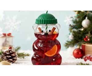 Tasse en verre Barista Teddy Bear 3D avec couvercle et paille verte