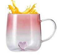 Tasse En Verre De Couleur Dégradée - Design Romantique 3d & Confortable 400ml | Tasse À Lait Jus Café Thé Polyvalente | Pour Couple Maison Voyage Bar Noël, Cadeau ÉLégant Transparent Soufflé Main