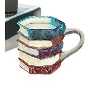 Tasse en verre de livre en 3D - 8,2 x 8,5 cm Tasse résistante à la chaleur inspirée littéraire, tasse à café et thé de livre empilée créative | Tasse cadeau de lecture pour les amateurs de livres