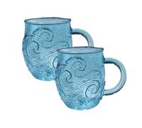 Tasse en verre de mer avec motif vague de l'océan, pour boissons chaudes et froides, cadeau de plage unique pour la décoration côtière de la maison et du bureau (2)