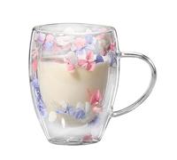 Tasse En Verre De - Poignée Résistante À La Chaleur, Tasse De Thé Isolée Transparente | Elegant 350ml Double Wall Glassware, Artistic Floral Floral Hot Cold Beverage, Tasse À Eau Claire Pour Déc