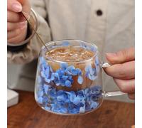 Tasse en verre double couche avec de vraies fleurs - Un cadeau populaire et simple, transfrontalier, fabriqué en verre borosilicaté de haute qualité 200mlPlantesVerre
