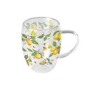 Ambiente Tasse en verre double paroi citrons et papillons