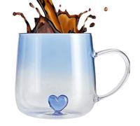 Tasse en verre en forme de cœur pour 3D - Pot à café transparent de 400 ml avec fonction anti-brûlure | Tasse élégante aux chocs thermiques pour thé, latte, jus, céréales, voyage, bar, cuisine, Noël