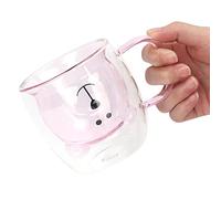 Tasse en Verre en Forme D'ours, Jolie Tasse à Double Paroi pour L'eau, le café, le thé, 250ml, pour la Maison et le Bureau, Boîte-cadeau (PINK)
