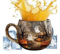 Tasse en verre Halloween - Tasse à café effrayante avec motif peint pour cuisine, boissons, fête de jeunesse, thé au lait, boissons froides - Pour adultes, jeunes enfants, voyage maison Coc