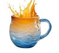 Tasse En Verre Marins Faite Main, Tasse En Verre Marins Coucher De Soleil, Tasses À Café Résistante À La Chaleur Et Conservant Le Froid, Tasses 3d Texture Océan Pour Femmes Hommes Maison Cuisine