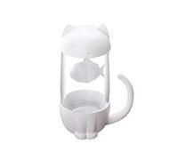 Tasse en Verre Mignonne avec Infuseur à Poisson, Tasse à Infuseur à Thé Unique et Charmante pour les Amoureux des Chats, Tasse à Infuseur à Thé Créative Facile à Utiliser, Filtre(Chat blanc)
