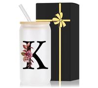 Tasse en verre monogrammé avec couvercle et paille pour la fête des mères, la fête des mères, la part de sa fille, fils, Noël, Saint-Valentin, anniversaire, marié, cadeau personnalisé pour belle-mère