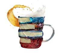 Tasse en verre peint en forme de livre en verre teinté | Articles colorés et mignons pour lecteurs, femmes, hommes, enseignants, écrivains, amateurs de littérature, famille, amis, moments quotidiens