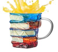 Tasse en verre peint en forme de livre | Tasse à café vintage pour décoration d'intérieur, tasse à eau pour lecteurs, écrivains, bibliothécaires, anniversaires, thé, boissons, jus, lait