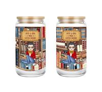 Tasse en verre personnalisé Just A Girl Who Loves Books - Tasse à café glacé avec couvercles et paille - Tasse à café glacé avec couvercles et paille - Cadeau idéal pour les amateurs de livres pour