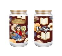 Tasse en verre personnalisé Just A Girl Who Loves Books - Tasse à café glacé avec couvercles et paille - Tasse à café glacé avec couvercles et paille - Cadeau idéal pour les amateurs de livres pour
