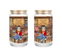 Tasse en verre personnalisé Just A Girl Who Loves Books - Tasse à café glacé avec couvercles et paille - Tasse à café glacé avec couvercles et paille - Cadeau idéal pour les amateurs de livres pour