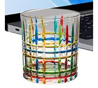 Tasse en verre pour café | Tasses à café glacé en verre peintes à la main | Tasse réutilisable, accessoires esthétiques, récipient à eau coloré pour bière, soda, thé, jus, whisky, bourbon