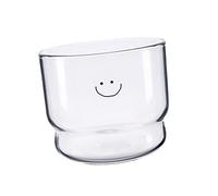 Tasse en verre qui passe au micro-ondes avec matériau borosilicate résistant à la chaleur et un joli motif sourire pour un usage quotidien