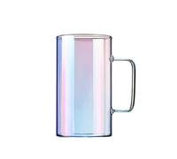 Tasse En Verre, Tasse À Café En Verre Transparent Sans Plomb Grande Capacité Avec Poignée Tasse À Thé En Verre For Eau, Lait, Jus, Café, Thé, 600ML (Color : Colorful, Size : 600ML)