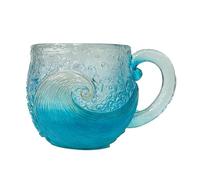 Tasse en verre vague de mer faite à la main, tasse en verre de 12 oz avec poignée, café à texture givrée océan pour les amoureux de la plage, pour les boissons froides aux jus de fruits, sodas