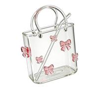 Tasse en verrede sac à main décoratif - 12 x 10 x 8 cm, style verreà vin, récipient à boisson transparent en verreavec paille, jus de cocktail, thé et affichage | Pièce maîtresse parfaite pour la f