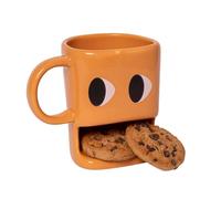 fisura. - Tassee original à offrir en cadeau yeux. Tasse enfant petit dejeuner avec porte-biscuit. Mug en céramique avec trou pour biscuit. Mug 240 ml. (Orange)