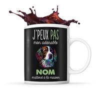 Tasse Épagneul Breton Adorable m'attend à la maison Prénom Nom Personnalisable | Mug Café Thé Idée Cadeau Personnalisé Homme Femme Original pour propriétaire de chien