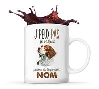Tasse Épagneul Breton Passer du temps Prénom Nom Personnalisable | Mug Café Thé Idée Cadeau Personnalisé Homme Femme Original pour propriétaire de chien