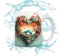 Tasse esthétique 3D pour la Saint-Valentin - Tasse en forme de cœur en céramique, poterie sculptée artistique, récipient souvenir romantique, verres résistants aux taches | Idéal anniversaire mariage