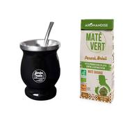 Tasse et bombilla à maté 230 ml + Thé vert maté sauvage du Brésil 350 g Aromandise