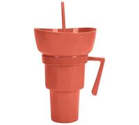 Tasse et Combinaison - Tasse 2 en 1 réutilisable avec Paille,Récipient portable pour aliments et boissons pour fruits et chips de maïs soufflé pour camping, et extérieur