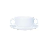 Tasse et plat à double oreille de couleur blanc pur sous glaçure simple et exquise, double oreille + plat