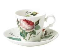 Tasse et sous-tasse à café Rose Redouté 13 cl - Roy Kirkham - Décoré - Porcelaine Rose G