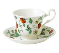 Tasse et sous tasse à thé alpine fraise 23 cl - Roy Kirkham - Décoré - Porcelaine G