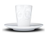 FIFTYEIGHT PRODUCTS Tasses/tasses à expresso avec soucoupe « Délicieux » (porcelaine, 80 ml, blanc, fabriqué en Allemagne)