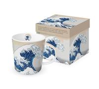 Tasse été La grande vague en porcelaine dans un coffret cadeau assorti. Tasse à motif pour la table dressée et comme cadeau, 0,4 x 9,7 cm