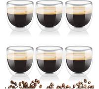 Tasse Expresso Double Paroi - MTEVOTX - Set de 6 tasses de 80ml - Verre Transparent - Café Latte Cappuccino
