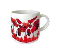 CBKREATION Mini tasse Coquelicots - en céramique - Blanc et rouge - H 7 cm - Ø 7 cm - Imprimé en France