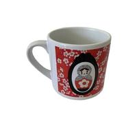 CBKREATION Mini mug Poupée russe - en céramique - Blanc et rouge - H 7 cm - Ø 7 cm