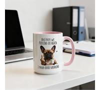 Tasse fantaisie amusante de 325 ml, « Here We F*cking Go Again... I Mean Good Morning », tasse à café sarcastique amusante pour maman, sœur, meilleure amie, collègue, patron, boîte cadeau (05)