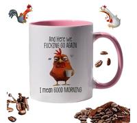 Tasse fantaisie amusante, « Here We Fcking Go Again, I Mean Good Morning », tasse à café sarcastique amusante, tasse à café irrite pour maman, sœur, meilleure amie, collègue, rose