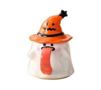 Tasse fantôme effrayante 450 ml Tasses à boire fantaisie Tasse à jus en céramique en forme de fantôme avec couvercle pour la salle à manger, le café, la bière et les décorations d'Halloween