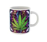 Tasse Feuille Cannabis Marijuana Herbe Weed Ganja Illicite Stupéfiant Illégal Tasses À Café Humour Mugs Céramique Tasses En Porcelaine Pour Café Amies Homme 330Ml