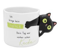 Tasse figurative - Motif chat noir - Tasse à café avec anse en forme de chat - Hauteur : 8,9 cm - Diamètre : 9,7 cm - Volume : 47 olomite - Cadeau d'anniversaire - Amis des chats - 74841