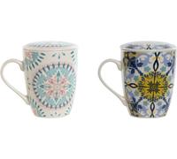 Tasse filtre pour infusion Home ESPRIT Bleu Blanc Turquoise Méditerranée 340 ml (2 pièces)