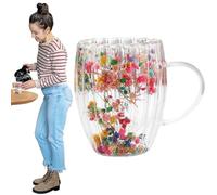 Tasse Fleurs Séchées - Tumbler Design Pétale Naturel, Récipient à Thé Artistique, Vaisselle de Cuisine Décorative | Cadeaux d'anniversaire de Noël pour Meilleur Ami Professeur Maman Idées Cadeaux