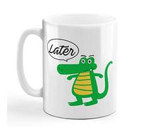 Tasse Gator vert Plus tard Alligator Reptiles Tasse à cafe Gamers Lot de | 2-330ml Rillant Tasses à cafe Réutilisable Mugs Anniversaire Evjf